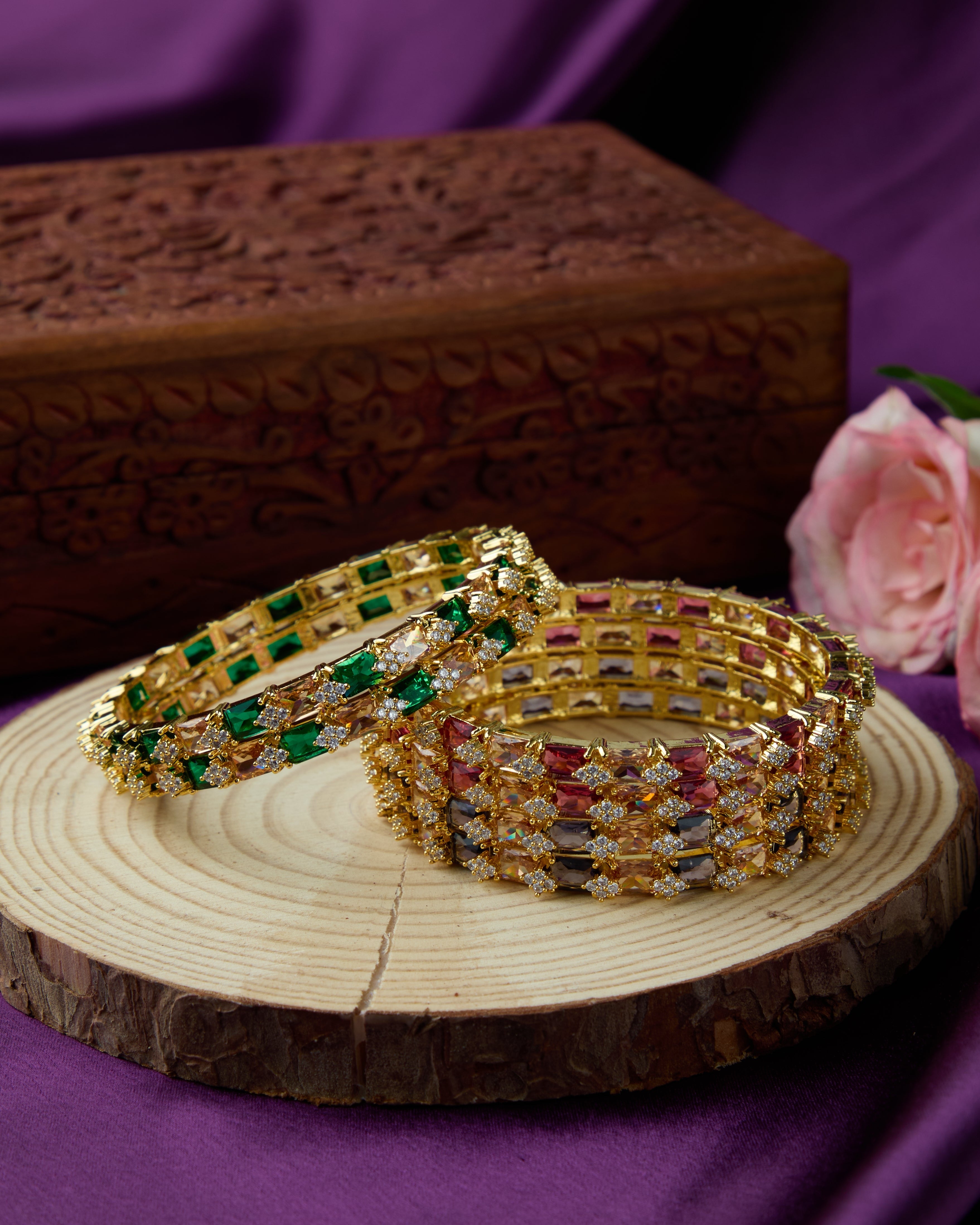 Yaksha pink stone bangles
