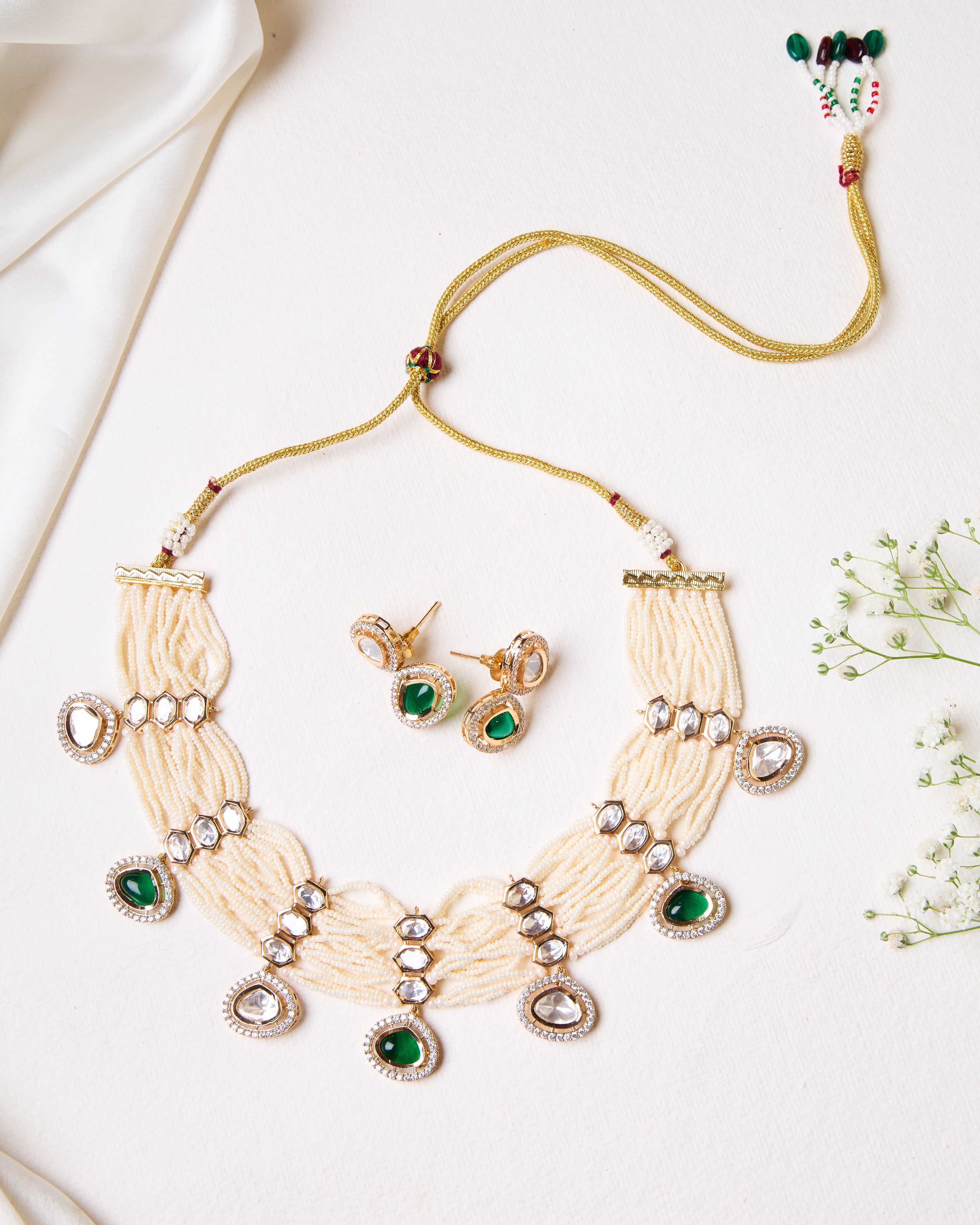 Ishani green necklace set