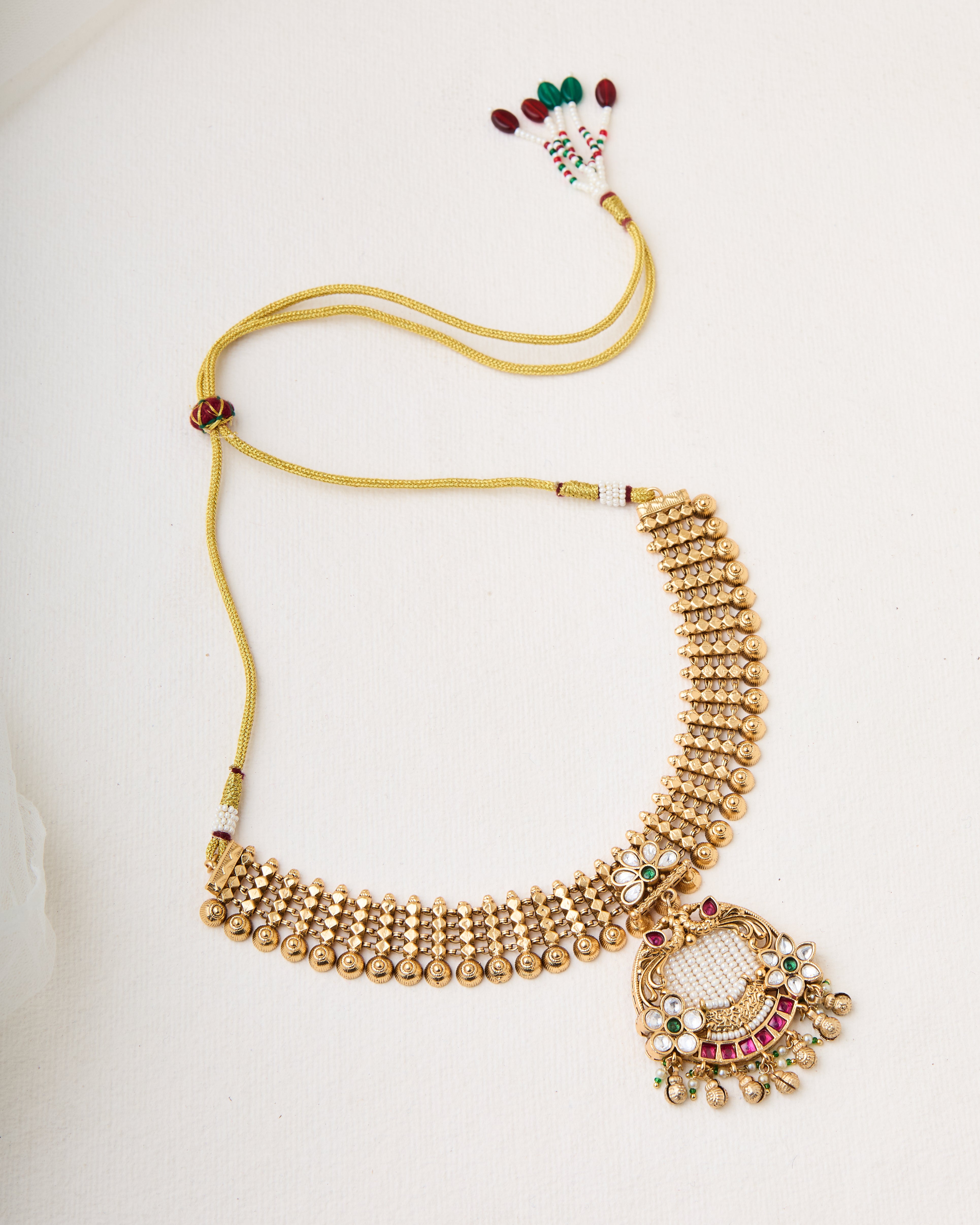 Krishna gold look alike necklace set