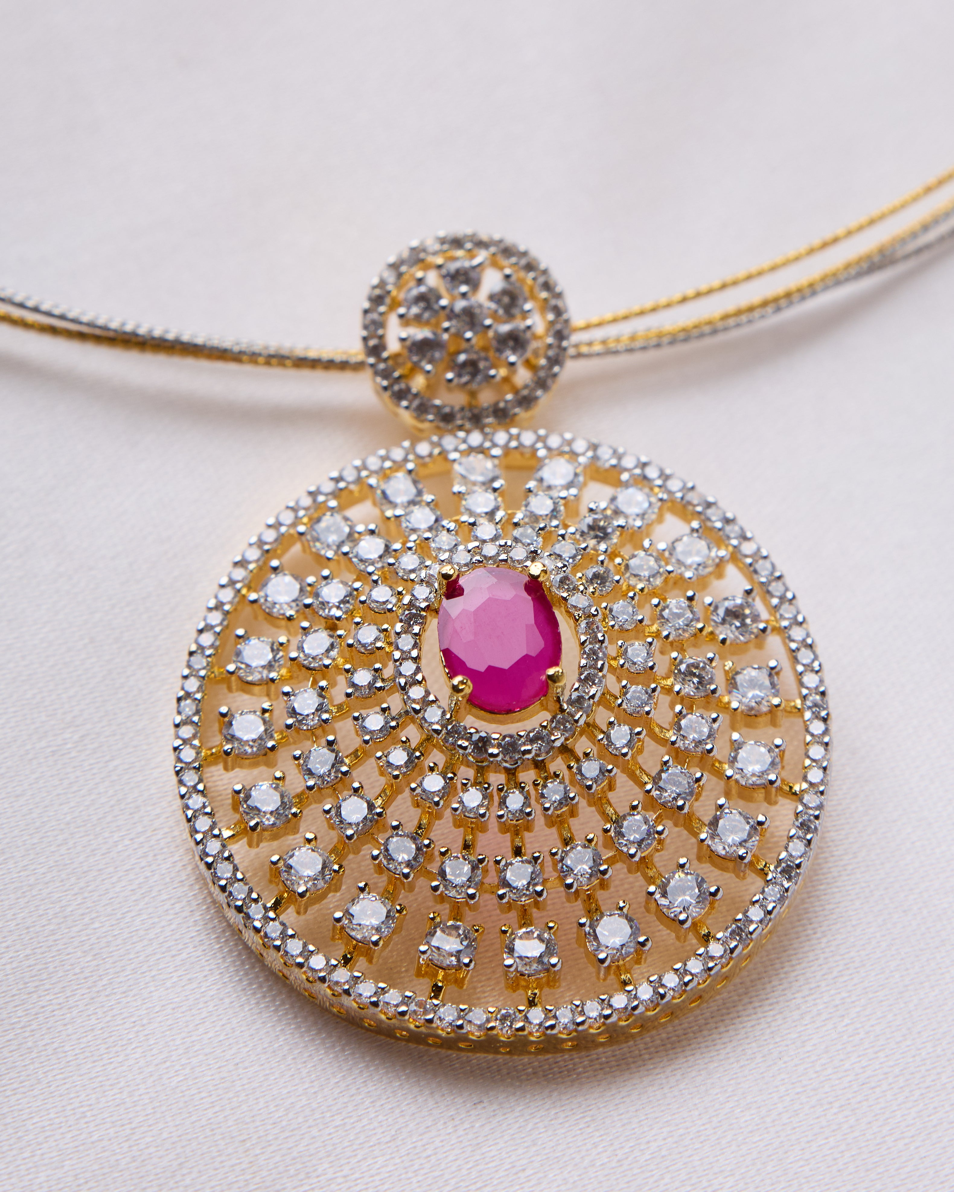 Prisha pink diamond necklace set