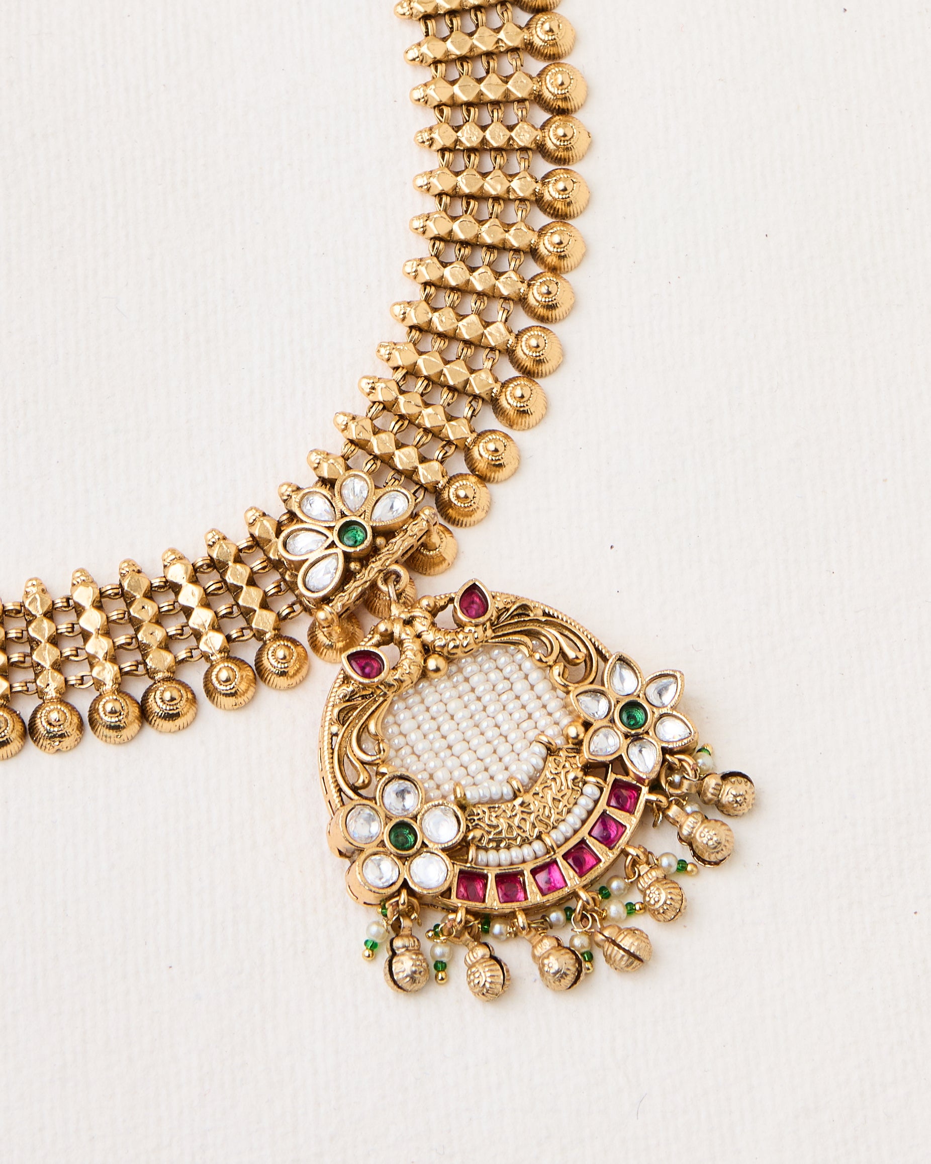 Krishna gold look alike necklace set
