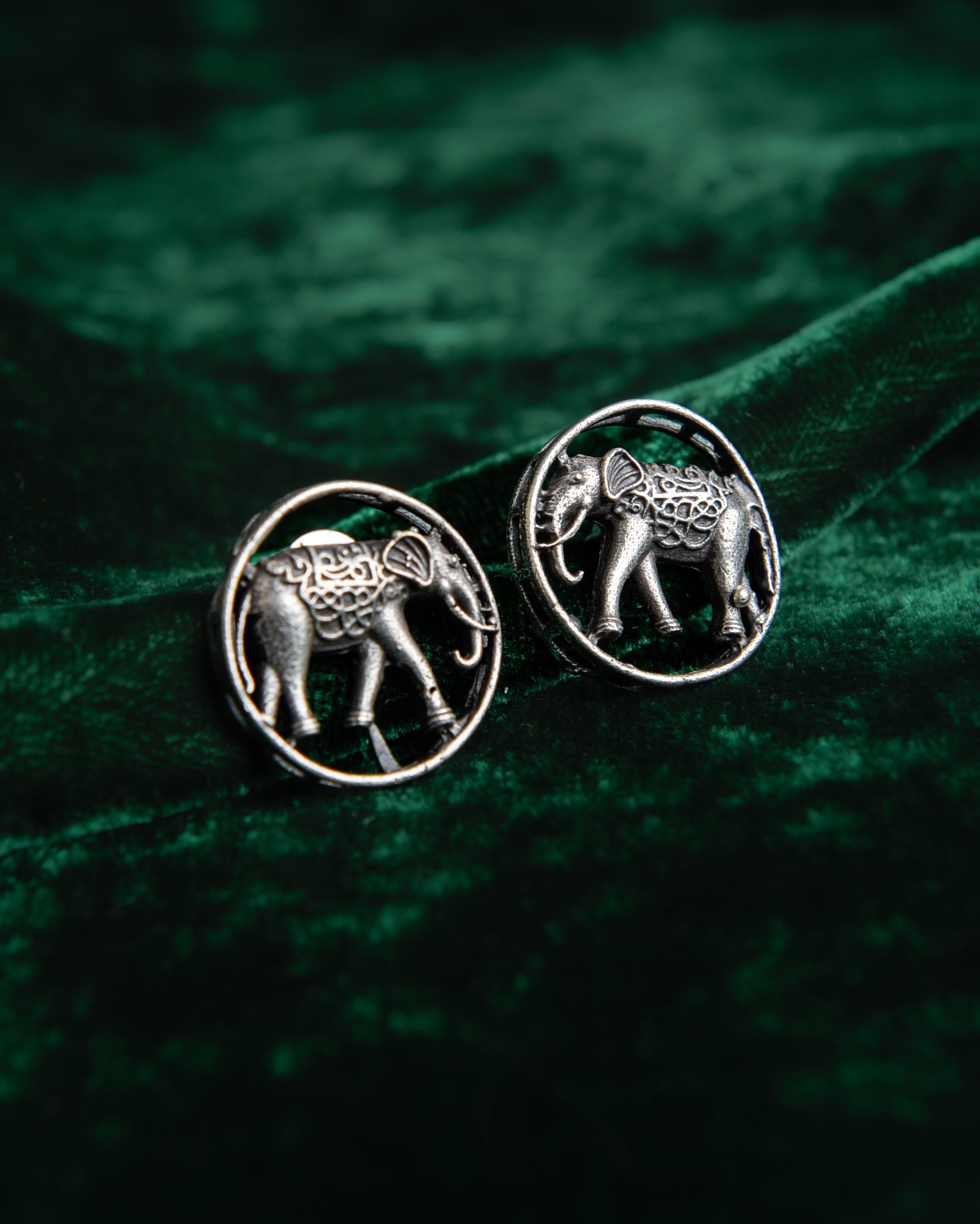 Freya oxidised elephant earrings