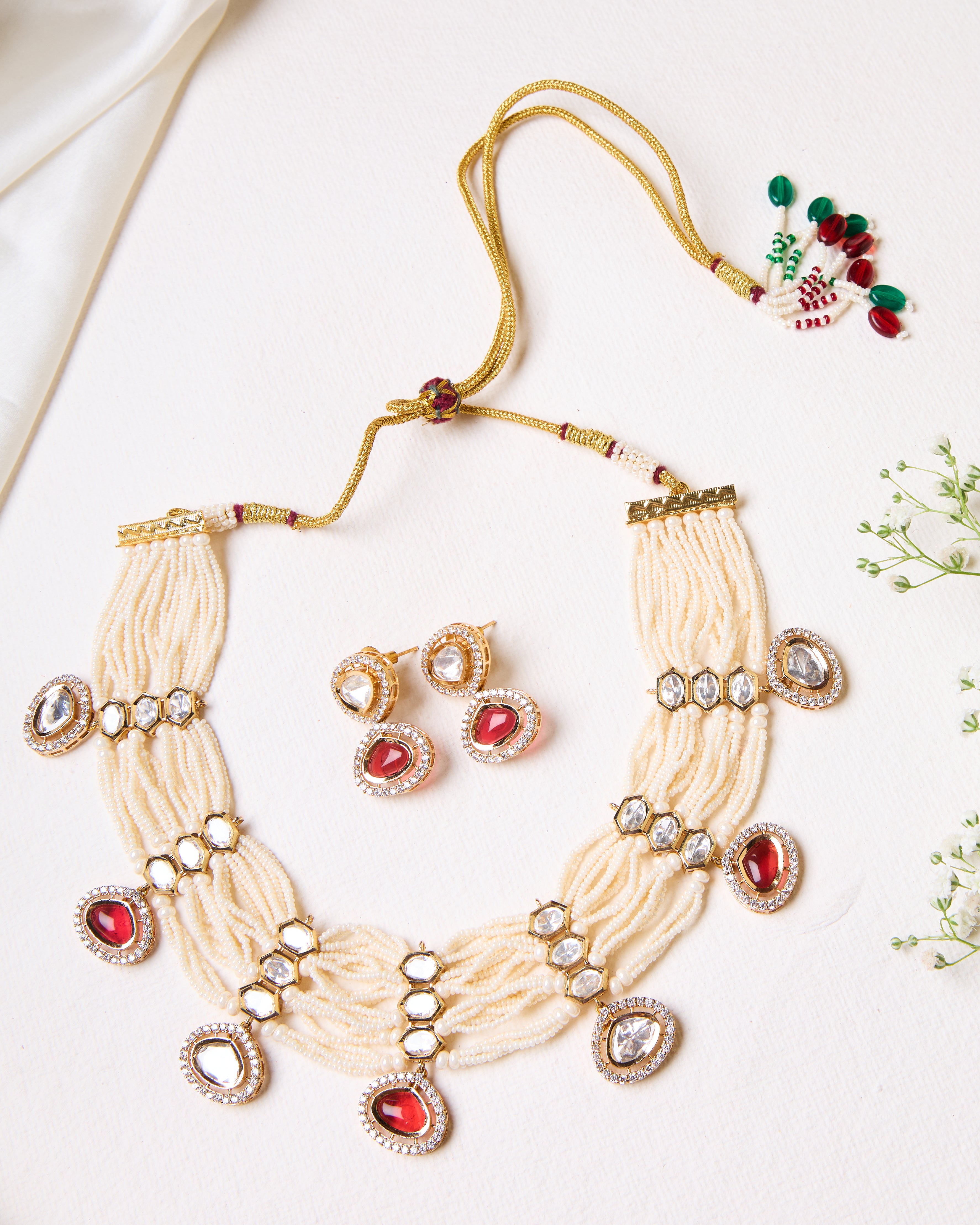Ishani ruby necklace set