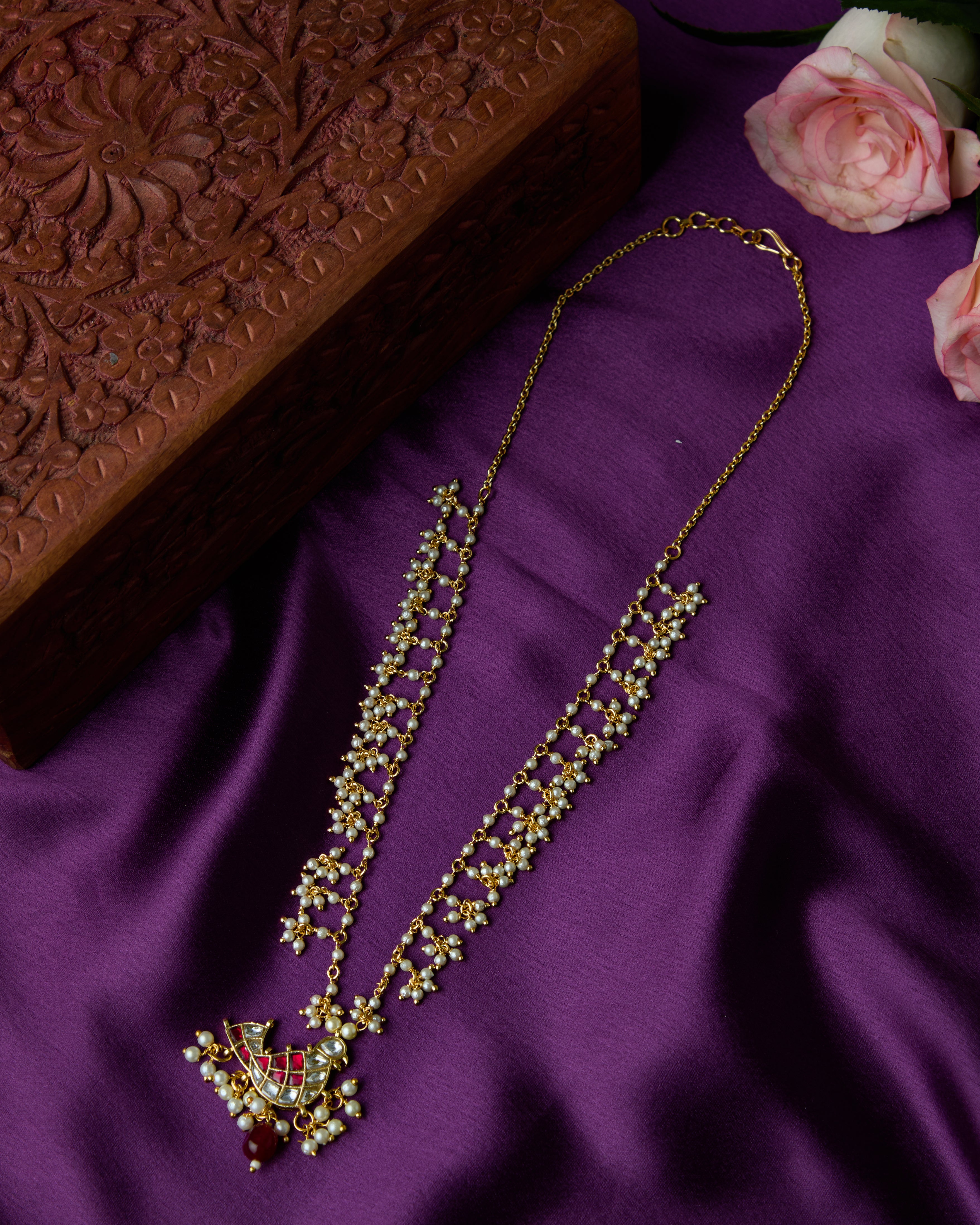 birdie white pink pearl necklace