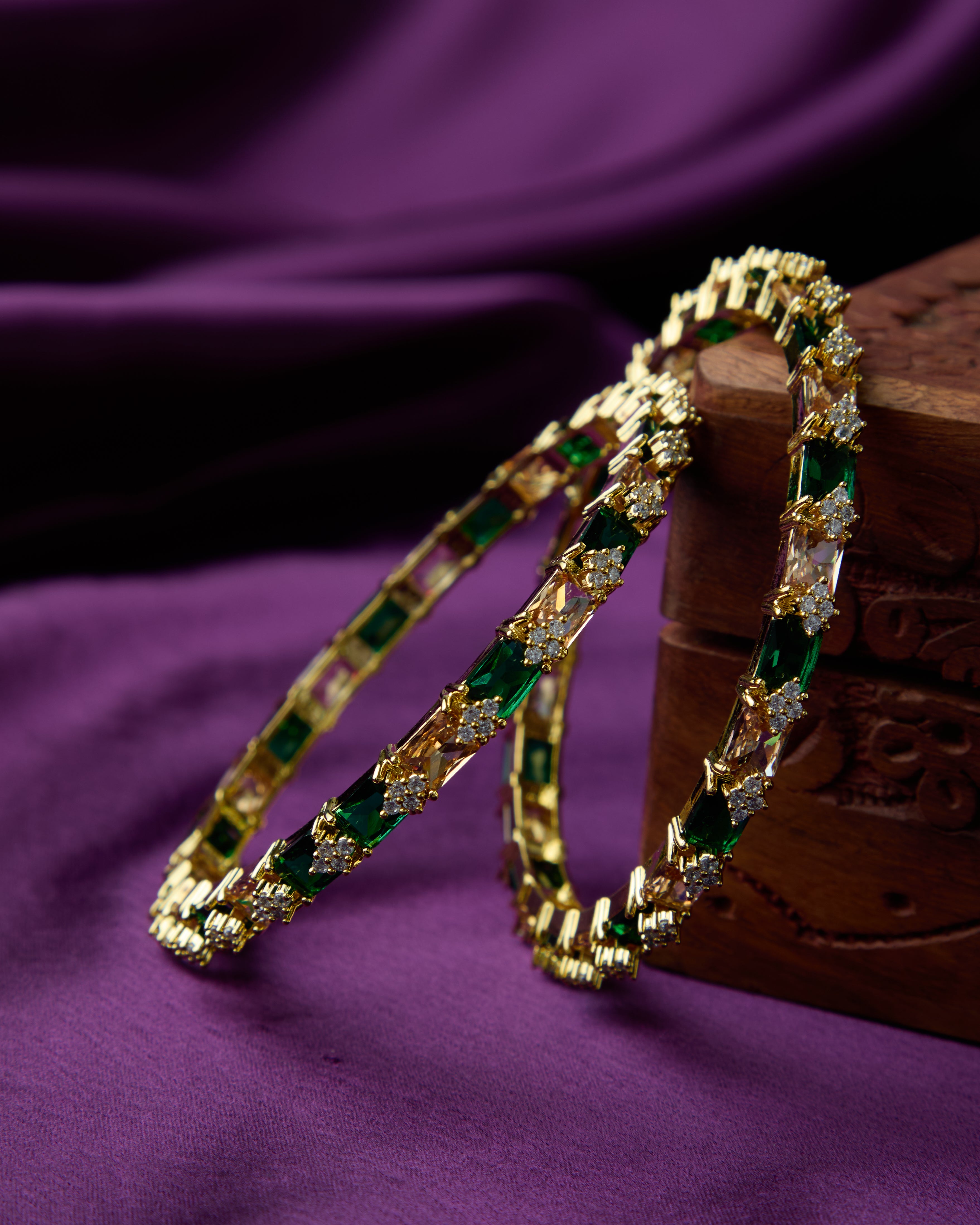 yaksha green stones bangles