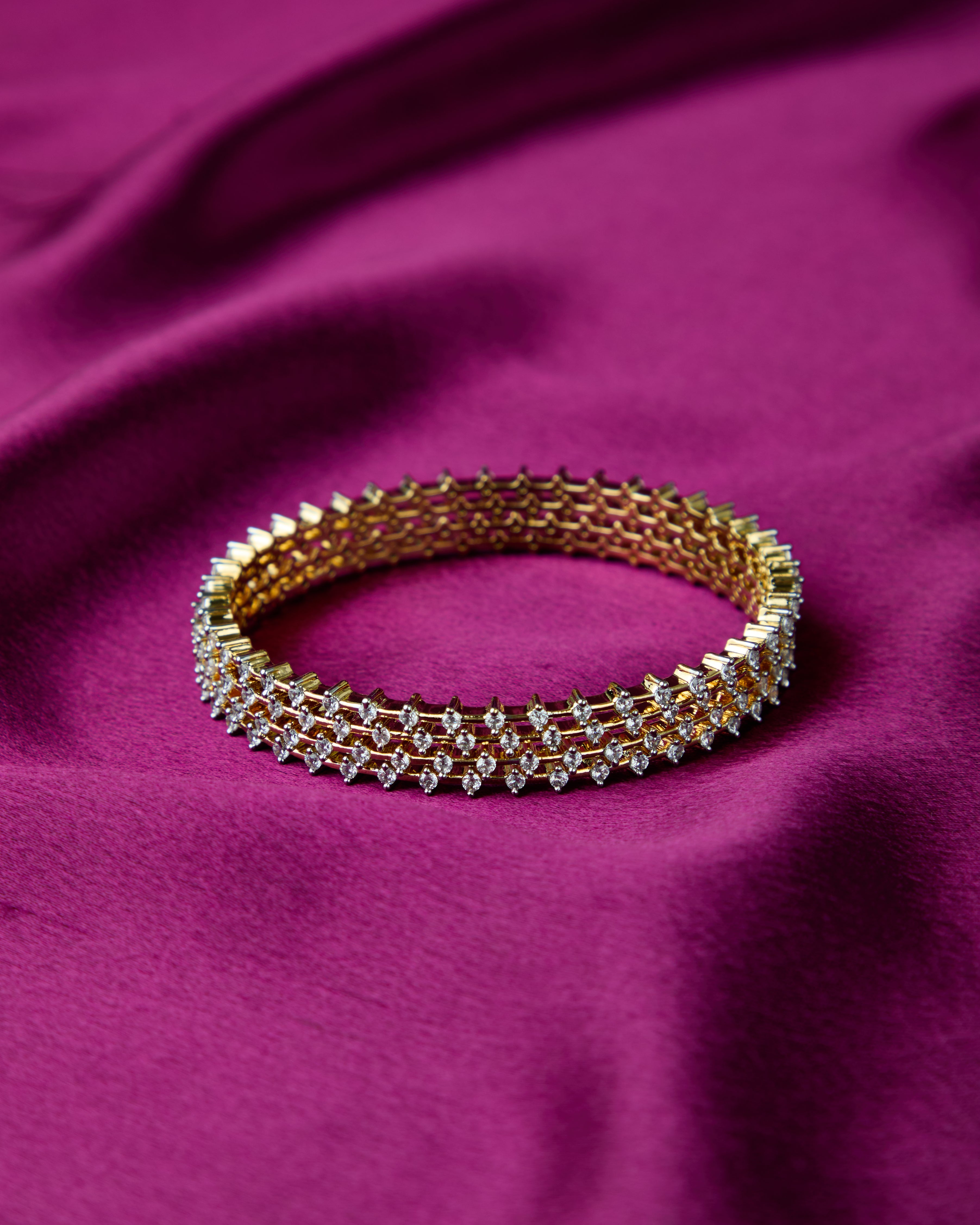 Zisha golden single line stones bangles