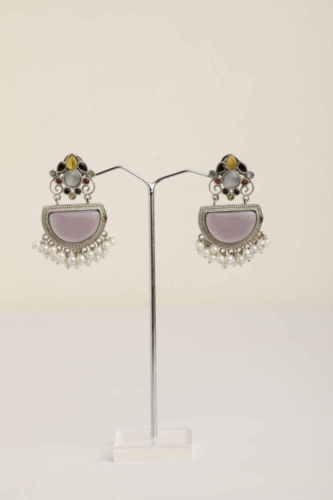 silver oxidised Contemporary Drop Earrings