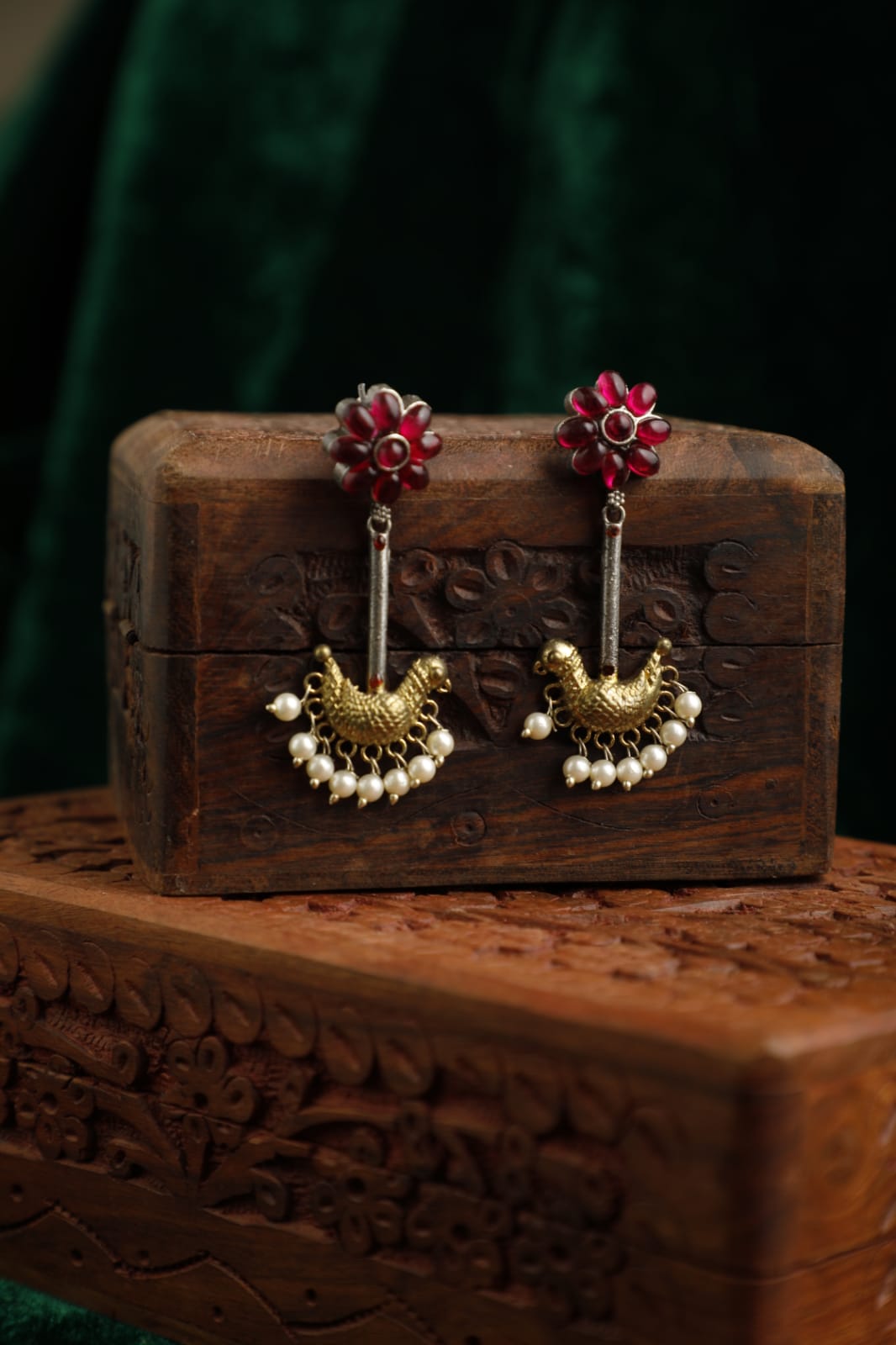 oxidised antique silver long hanging metal earrings