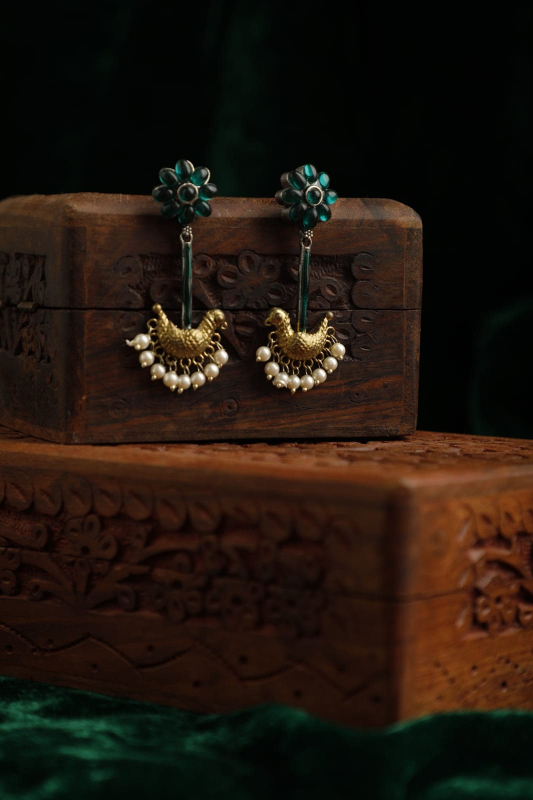 oxidised antique silver long hanging metal earrings