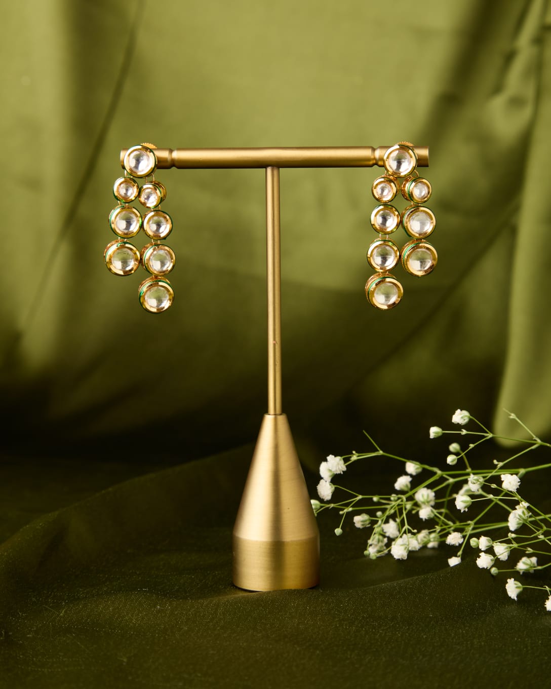 Kundan two line earrings