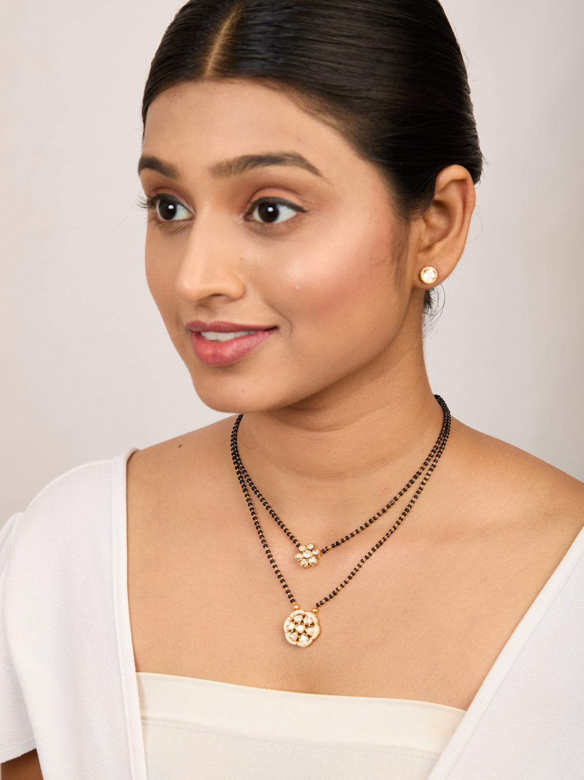 Freya Double layered Kundan-Studded Beaded Mangalsutra 2