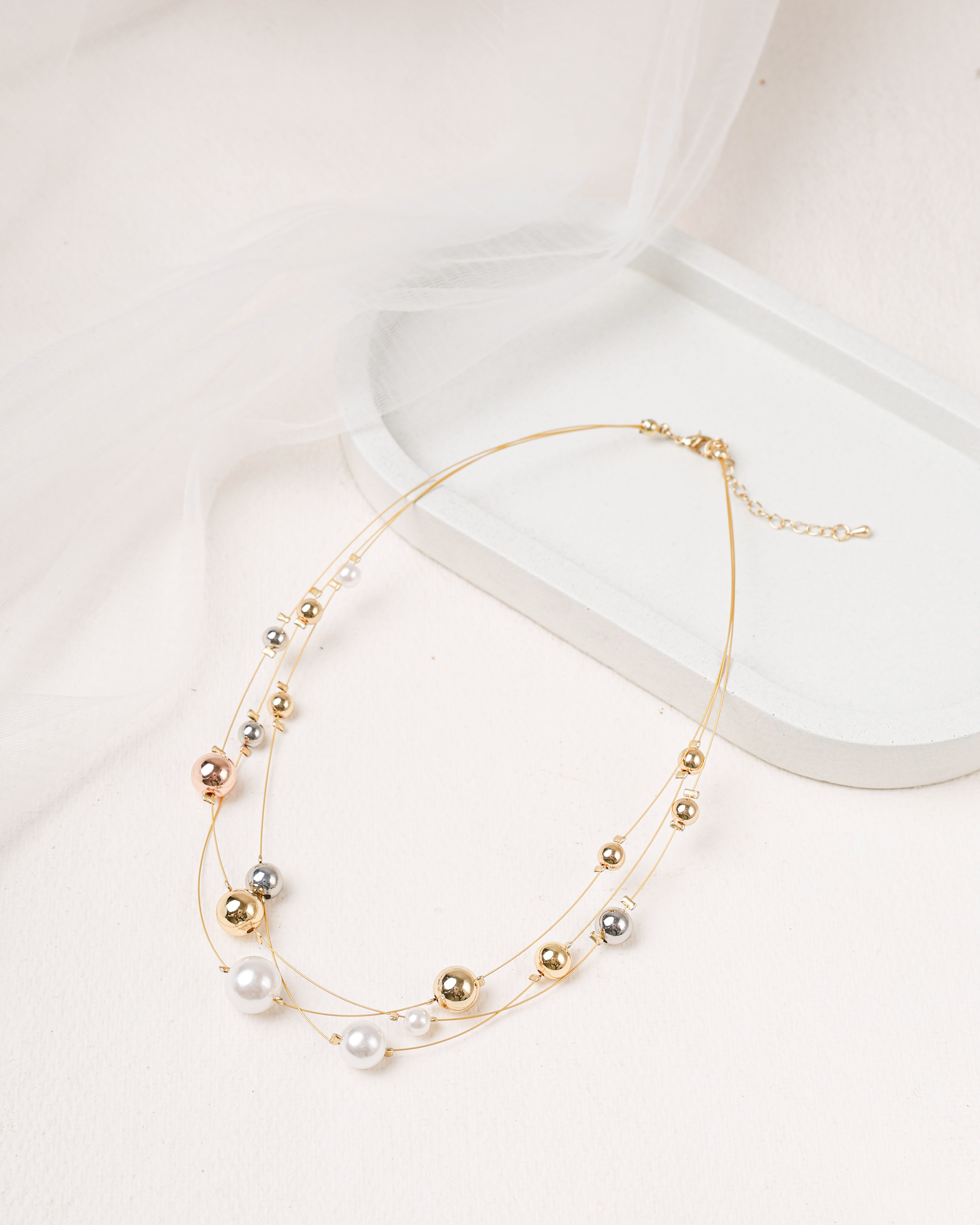 Celeste Trio-Tone Beaded Necklace
