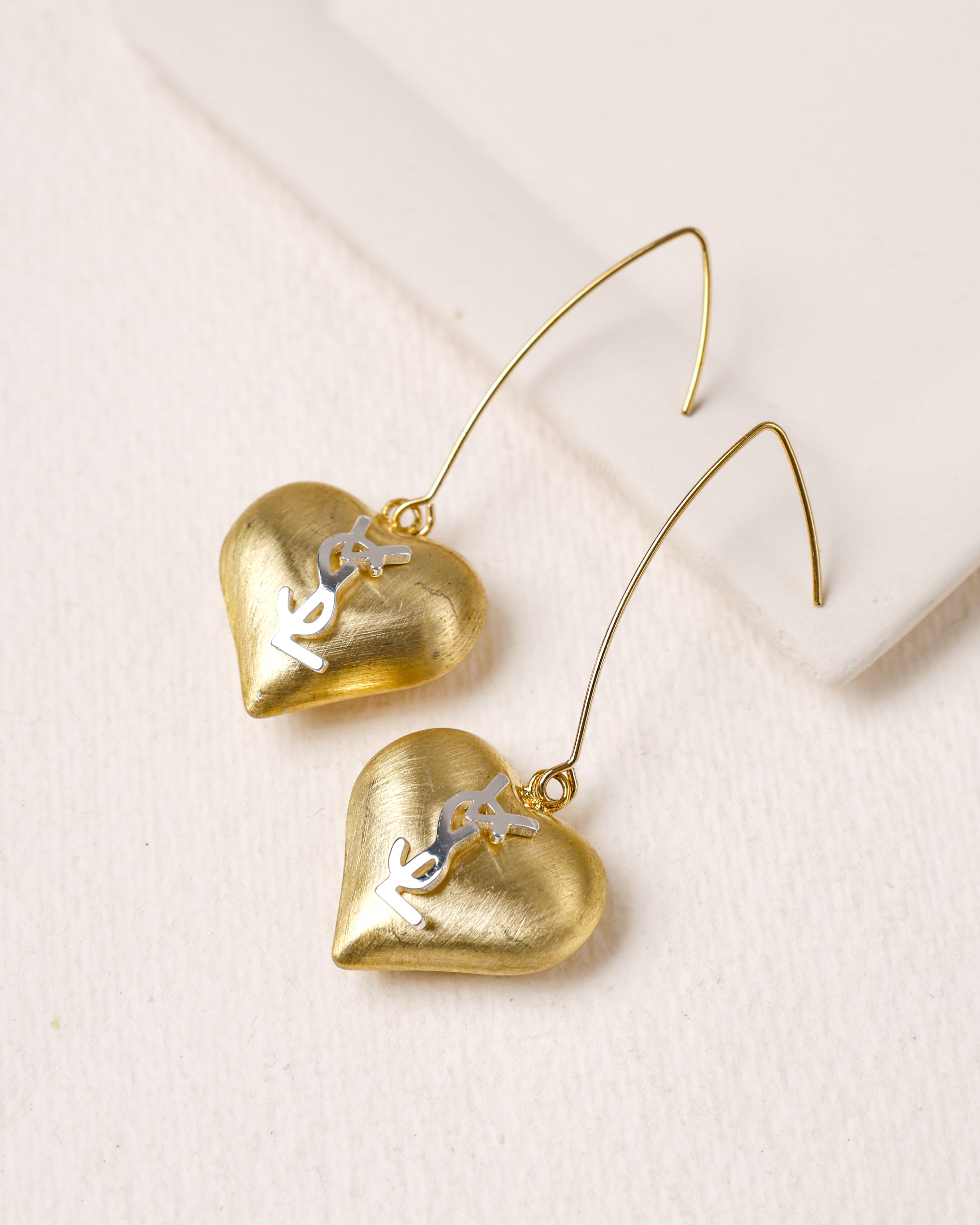 Gilded Heart Drop Earrings