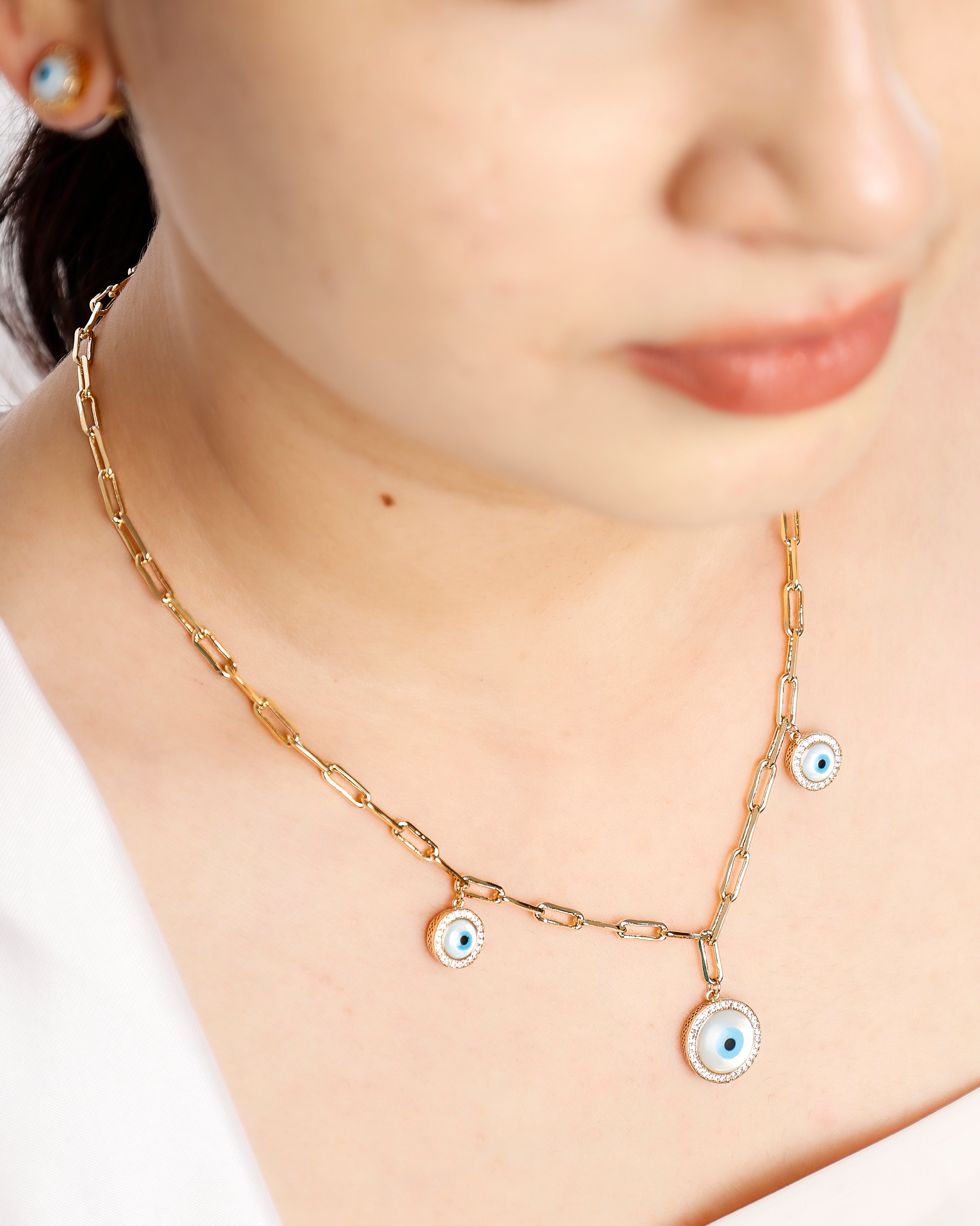 Evil Eye necklace with earrings